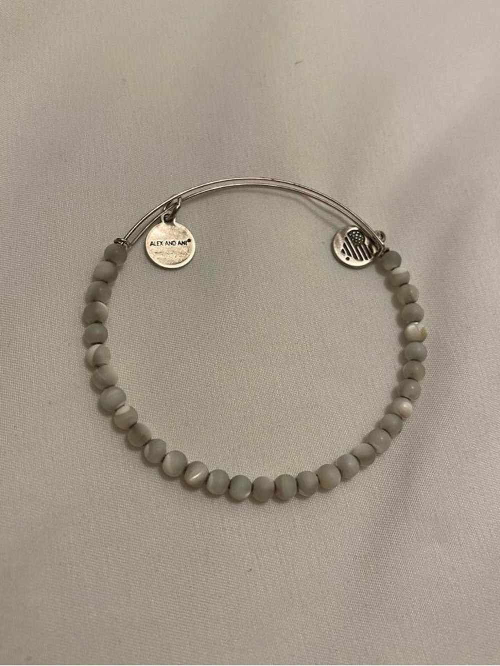 Alex and Ani Light Grey Beaded Expandable Bracelet